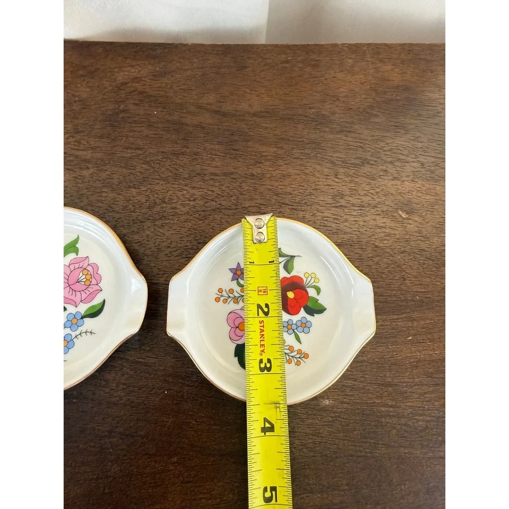 VTG PAIR (2) Kalocsa Hungary Flower Power Folk Art 3.5